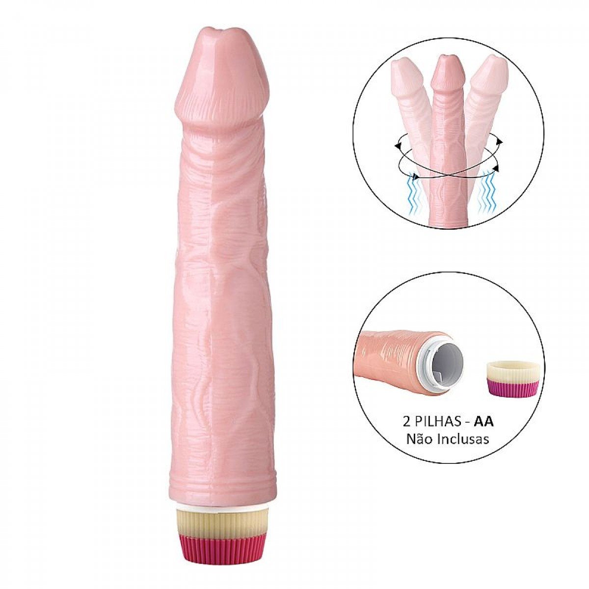 Pênis Realístico com Vibrador Rotativo à pilha - 22,5 x 4,3cm Pênis Realístico com Vibrador Rotativo à pilha - 22,5 x 4,3cm