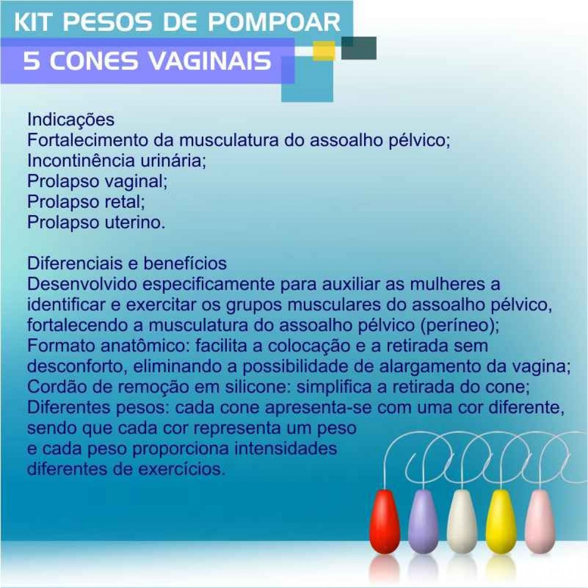 PESO DE POMPOAR SEXY FANTASY KIT C/ 5 PESOS CORES VARIADAS - Chamas do Prazer Sex Shop