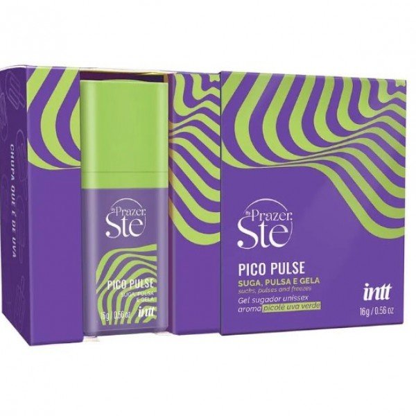 Pico Pulse Gel Sugador Unissex Suga Pulsa e Gela 16g Intt - Picolé de Uva Verde