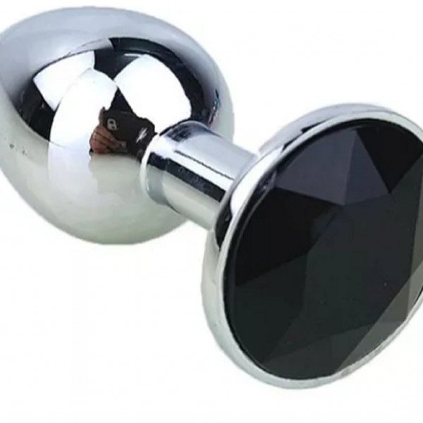 PLUG ANAL DE METAL COM PEDRA - Tamanho P