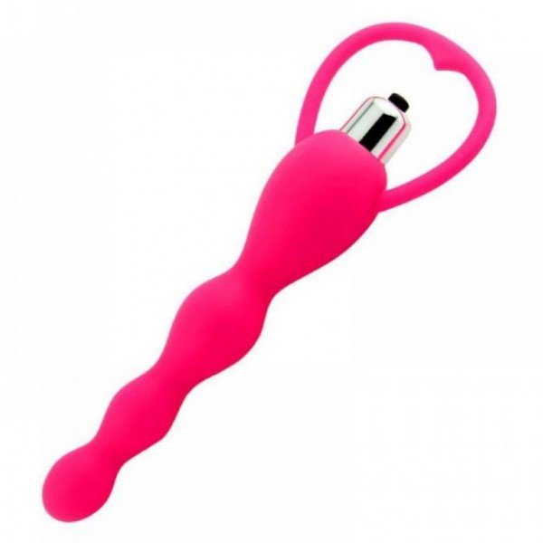 PLUG ANAL EM SILICONE COM VIBRO LIGA E DESLIGA - CORES SORTIDAS