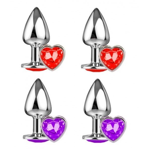 Plug Anal Metalizado Com Pedra Formato De Coração Delicious - Tamanho P