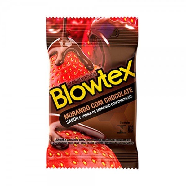 PRESERVATIVO COM SABOR E AROMA BLOWTEX - MORANGO COM CHOCOLATE