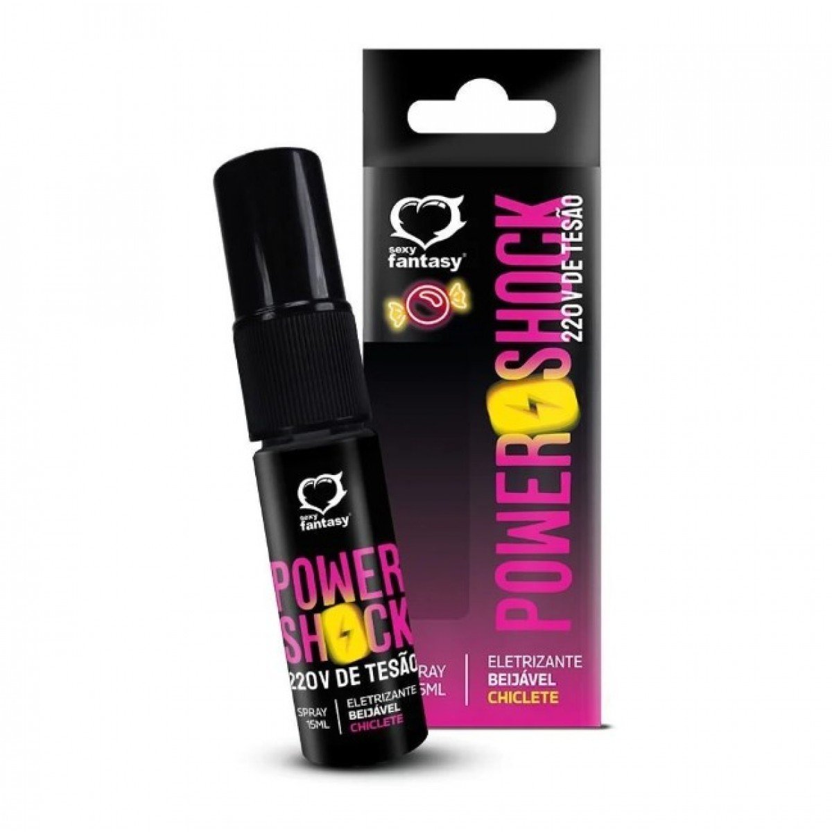 SPRAY POWER SHOCK GEL ELETRIZANTE BEIJÁVEL 15ML SEXY FANTASY - CHICLETE - Chamas do Prazer Sex Shop SPRAY POWER SHOCK GEL ELETRIZANTE BEIJÁVEL 15ML SEXY FANTASY - CHICLETE - Chamas do Prazer Sex Shop