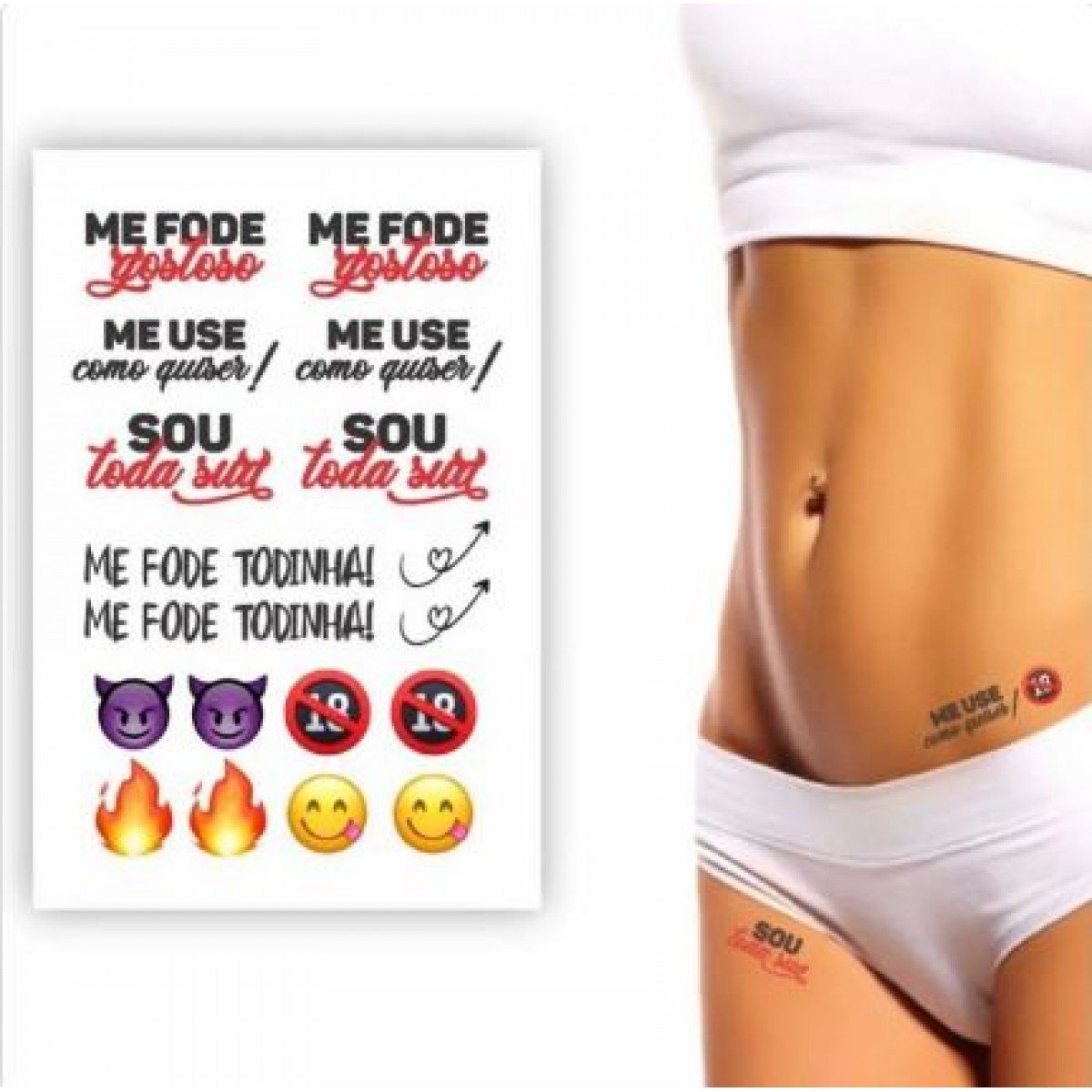 TATUAGEM ÉROTICA FRASES OUSADAS ADESIVA DELICIOUS - Chamas do Prazer Sex Shop