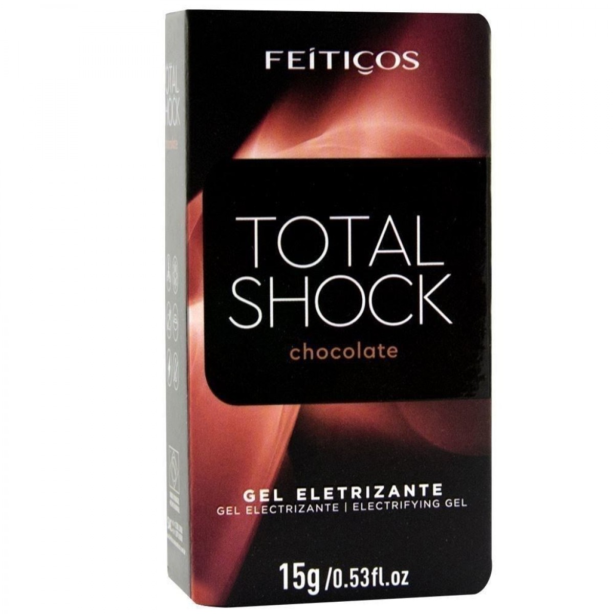 TOTAL SHOCK GEL ELETRIZANTE BEIJÁVEL 15G FEITIÇOS - CHOCOLATE - Chamas do Prazer Sex Shop