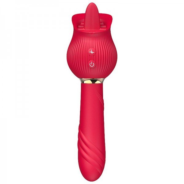 Vibrador de Ponto G e Clitóris / Rosa com Língua - Kira - Vermelho