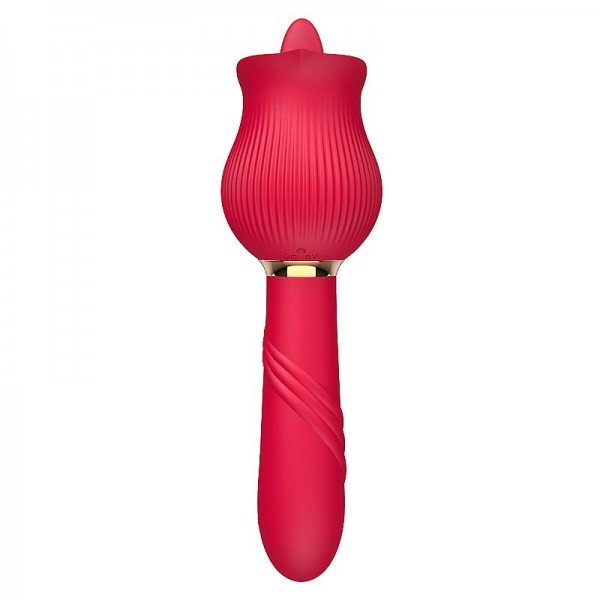 Vibrador de Ponto G e Clitóris / Rosa com Língua - Kira - Vermelho