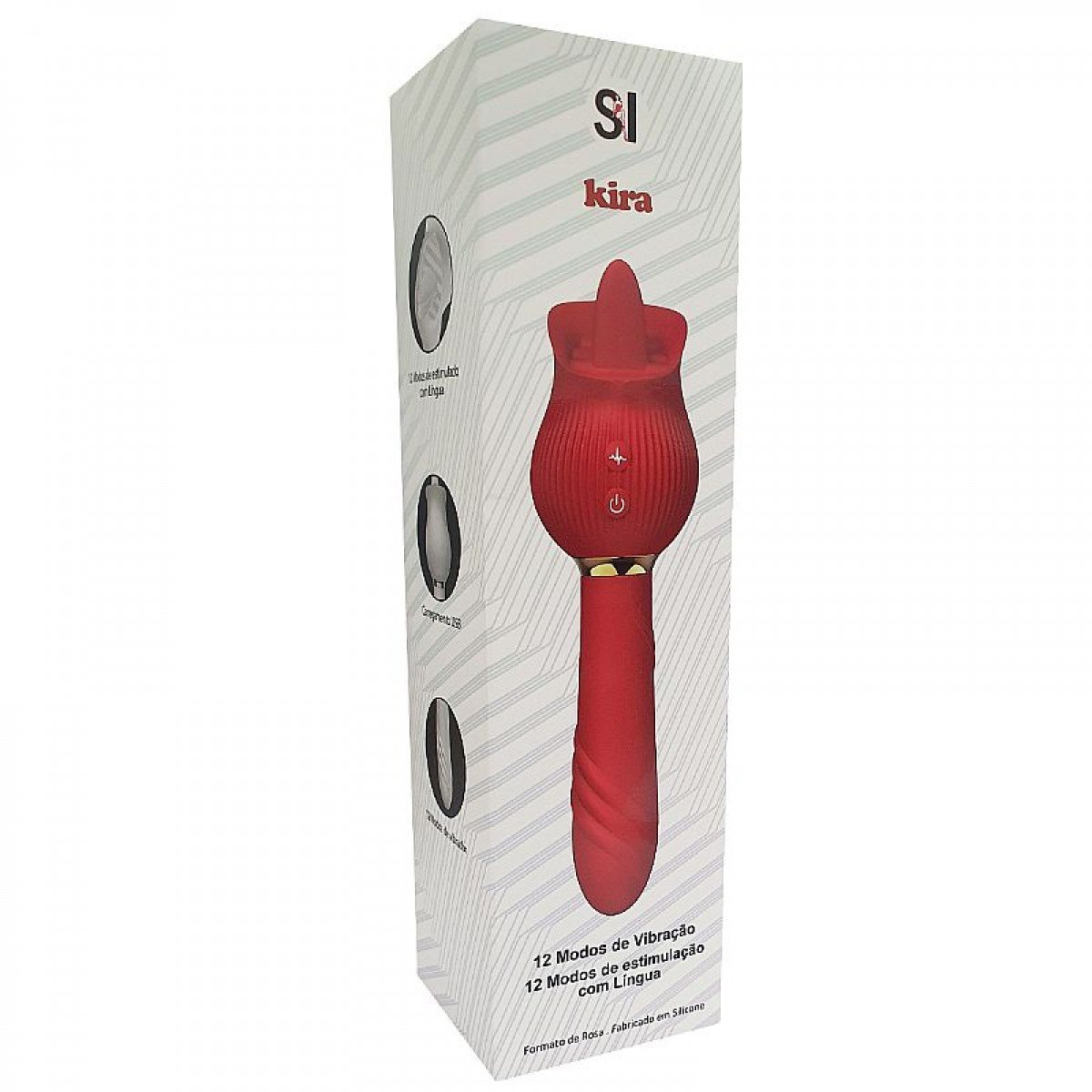 Vibrador de Ponto G e Clitóris / Rosa com Língua - Kira - Vermelho Vibrador de Ponto G e Clitóris / Rosa com Língua - Kira - Vermelho