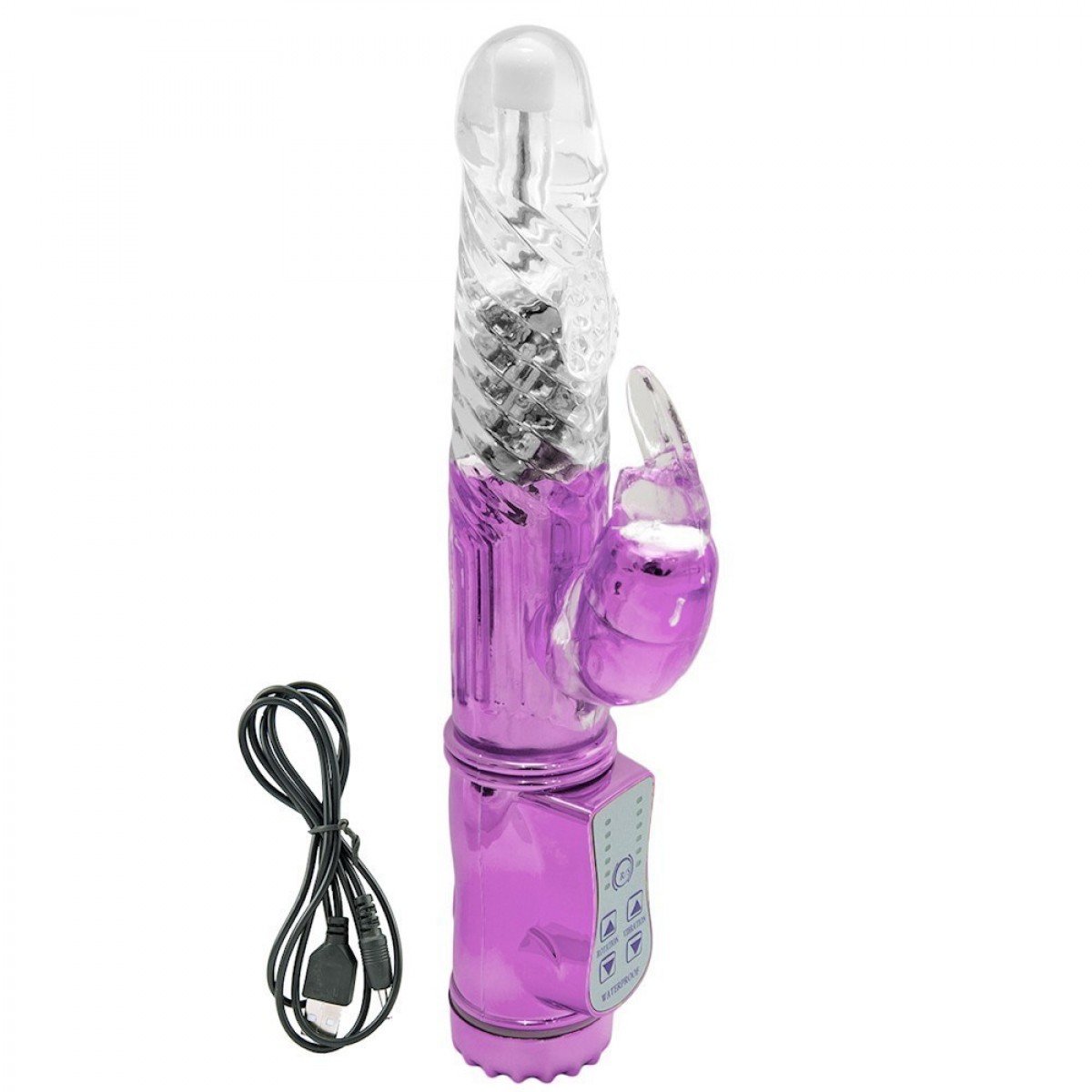 Vibrador Rotativo RECARREGÁVEL com 8 Níveis de Rotação e 36 Vibrações - ROXO - Chamas do Prazer Sex Shop