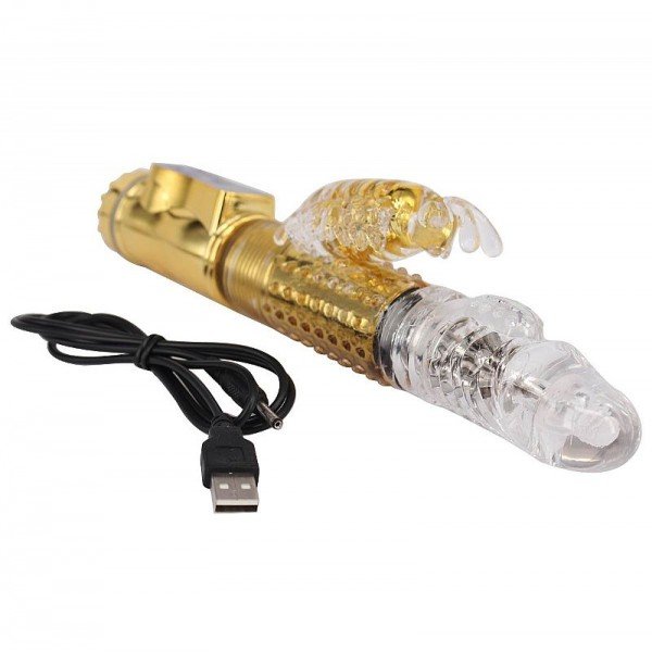 Vibrador Rotativo RECARREGÁVEL Vai e Vem 36 Níveis de Vibrações e 8 Rotações - DOURADO Vibrador Rotativo RECARREGÁVEL Vai e Vem 36 Níveis de Vibrações e 8 Rotações - DOURADO
